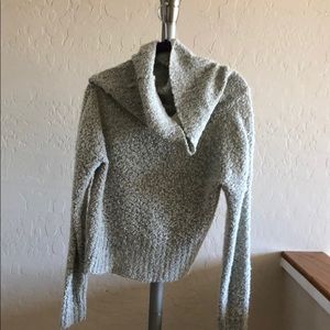 Open neck gray sweater